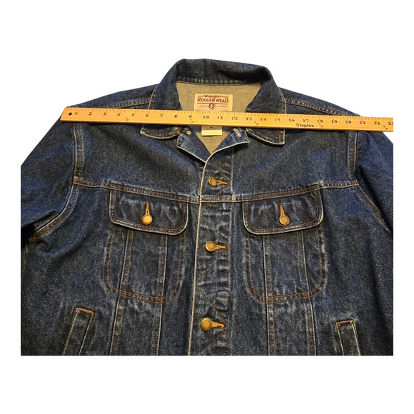 Wrangler Rugged Wear Jacket Mens Size Large Blue Jean Denim Trucker Streetwear - Picture 5 of 9